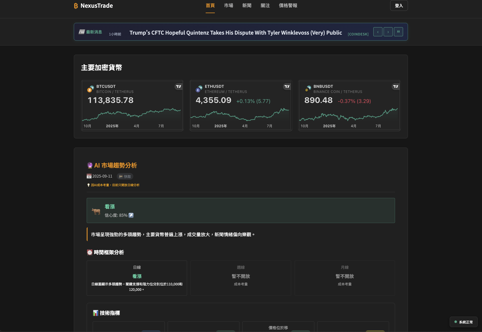 NexusTrade - Cryptocurrency Trading Analysis Platform